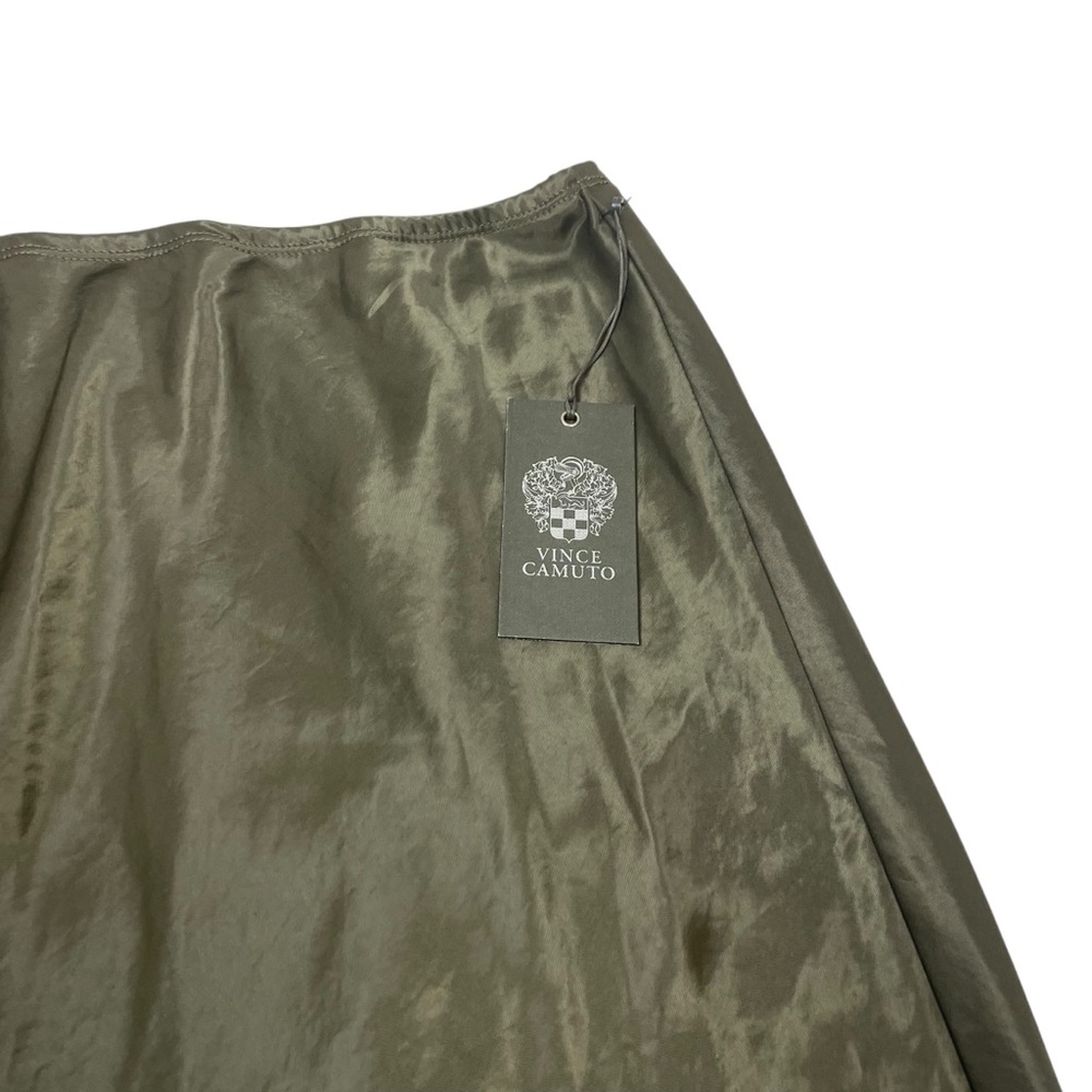 ⭐️2/$20 NWT Vince Camuto Satin Olive Green Midi Skirt - Picture 2 of 8